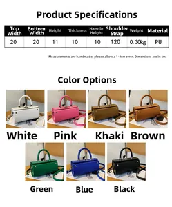 Detailed size guide and specifications for the cylinder PU leather crossbody handbag