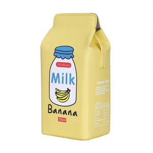 Sac à bandoulière en forme de brique de lait à la banane avec imprimé créatif