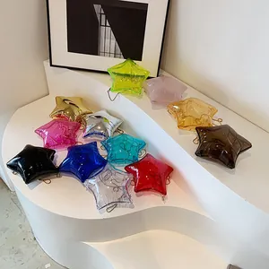 Chic star-shaped crossbody bags with metallic and PVC finishes in various vibrant colors