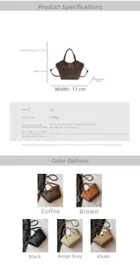 Tableau des tailles et sélection de couleurs pour ce sac seau en cuir PU pour femmes