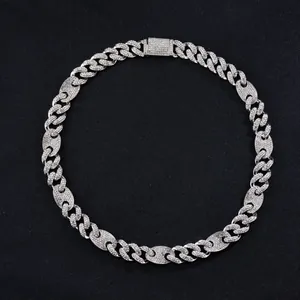 Silberne kubanische Gliederkette mit Strass und Kaffeebohnen-Anhängern im Hip-Hop-Stil