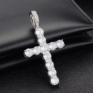 Hip Hop Mini Zircon Cross Pendant Necklace Zinc Alloy Inlaid Jewelry For Men Women Daily Party Decor Tennis Chain Accessory