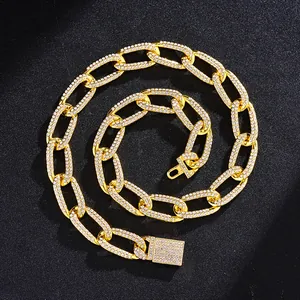 Detailed macro view of gold plated hip hop chain with iced out sparkling rhinestones