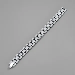 Iced Out Cuban Link Bracelet For Men Women Rhinestone Watchband Style Hip Hop Streetwear Luxurious Hand Jewelry Gift