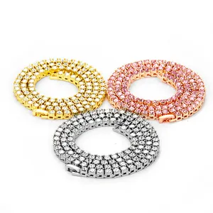 Hip hop tennis chains in gold, silver and rose gold with sparkling zircon stones