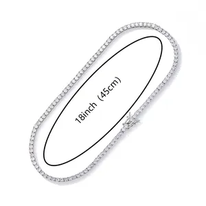 Klassische 18-Zoll-Tennis-Halskette in Silber mit funkelnden 4-mm-Zirkoniasteinen