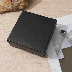Premium black square gift box with textured cross pattern and elegant lid and base design
