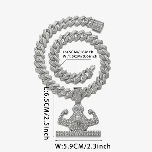 Collana cubana uomo con ciondolo a sacchetto di soldi e strass in stile hip hop