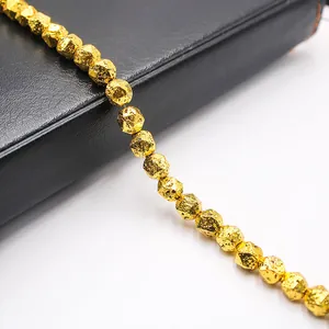 Faceted gold plated volcanic stone beads for DIY jewelry making handmade bracelets