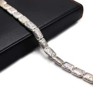 Perle rettangolari in pietra vulcanica argentata per creazione di gioielli e bracciali
