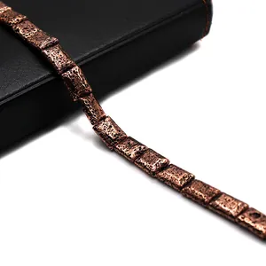 Perle quadrate in pietra vulcanica con finitura bronzo per gioielli e bracciali fai-da-te