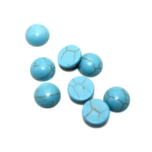 Flache himmelblaue Türkis-Cabochons mit brauner Maserung für DIY-Schmuckherstellung