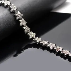 Perline di pietra vulcanica a forma di stella placcate per creazione gioielli fai da te