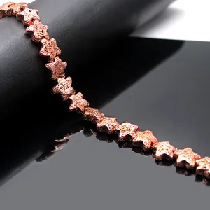 Perline a stella in pietra lavica oro rosa per gioielli fai da te con finitura metallica