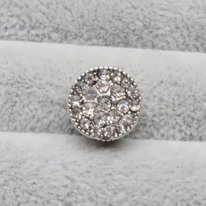 Perle ronde en alliage d'argent avec strass pavés pour bracelets de bricolage