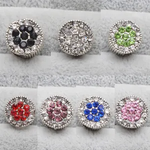 Breloques Rondes Florales Pavé Strass en Alliage Plaqué Argent Perles Fleur pour Création de Bijoux Bracelets DIY Femmes