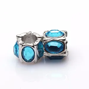 Breloques en alliage de zinc avec cristaux bleu ciel pour bracelets personnalisés