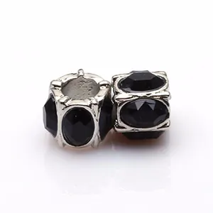 Lot de 2 charms en alliage de zinc avec pierres noires facettées pour bracelets DIY