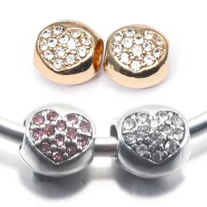 DIY Χάντρες Charm από Κράμα Καρδιά Μεγάλη Τρύπα Με Στρας Ευρωπαϊκό Στυλ Κοσμήματα Για Βραχιόλι Γυναικεία Κατασκευή Κοσμημάτων