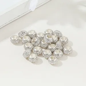 Perles à grands trous en terre blanche serties de cristaux pour bracelets DIY