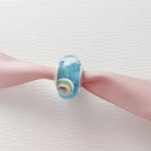 Regenbogen-Glasperle mit blauem Finish und bösem Blick Muster für DIY Schmuckherstellung