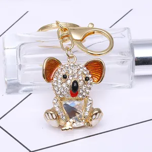 Porte-clés Koala Mignon En Alliage Avec Strass Cristal Animal Pendentif De Sac Pour Femmes Hommes Or Bijoux En Métal