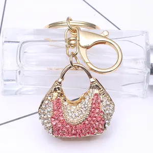 Creative Alloy Rhinestone Pink Handbag Keychain Fashion Bag Pendant Charm For Women Girls Jewelry Gift Accessories