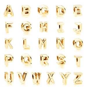 Perline in Lega con Lettere dell'Alfabeto 3D Ciondoli con Foro Grande per Creazione di Gioielli Fai-da-te Bracciale Collana Oro Oro Rosa Accessori Donna