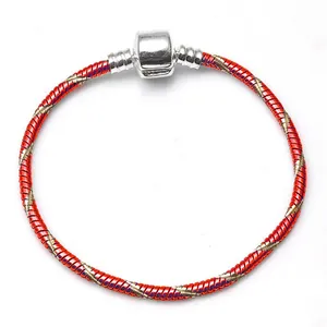 DIY 3mm red and gold color painted snake chain bracelet with classic barrel clasp closure