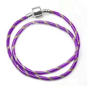 Διπλό βραχιόλι snake chain 3mm σε μωβ και χρυσό με ασημί κυλινδρικό κούμπωμα barrel