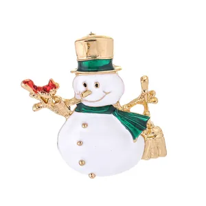 Broche Bonhomme de Neige de Noël en Alliage Émail Strass Bijoux d'Hiver Cadeau pour Femmes Filles Accessoires de Vêtements de Fête