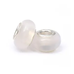 Perles en acrylique rose translucide avec noyau en argent pour bijoux DIY