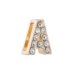 Breloque lettre A en alliage doré 10mm avec strass pour bracelets et accessoires