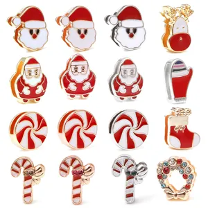 Collection de breloques de Noël 10mm avec Père Noël, rennes et cannes de bonbon