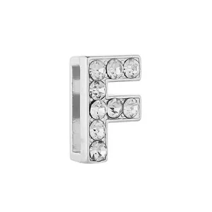 Charm lettre F en argent serti de zircons pour bracelet à mailles de 10mm de large