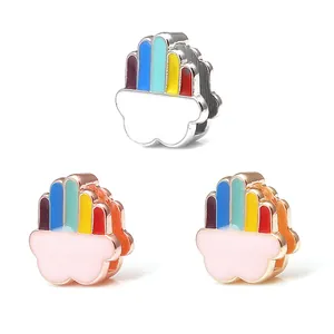 Ensemble de charms DIY avec motifs paume et nuage en émail arc-en-ciel pour bracelet