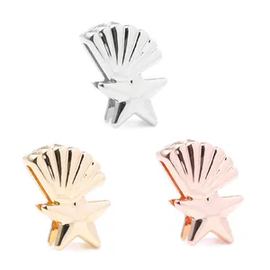 Breloques coquillage et étoile de mer en argent, or et or rose pour bracelets DIY