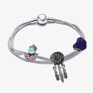 Charming multilayer snake chain bracelet with unicorn and dreamcatcher charms