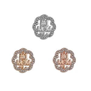 Ciondoli a cuore #1 MOM in cristallo argento e oro rosa per braccialetti fai da te
