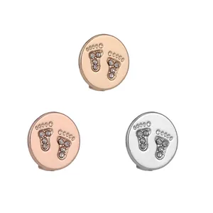 Set di tre perline a impronta di angelo da 10mm con strass in oro, oro rosa e argento