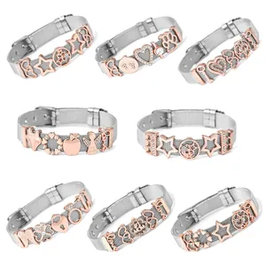 Modieuze Roestvrijstalen Gaas Armband Voor Dames Zilver Roségoud Ster Hart LOVE Engel Bedeltjes Verstelbare DIY Sieraden