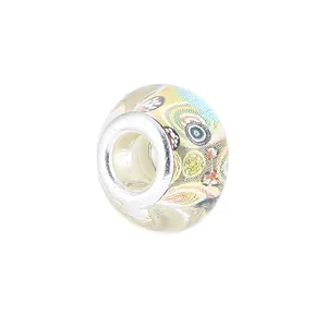 Perle de fleur en résine translucide avec noyau en argent pour bracelet et collier