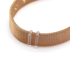 Roségoldenes Mailänder-Gewebe-Uhrenarmband mit klaren Gummiringen für DIY-Armbänder