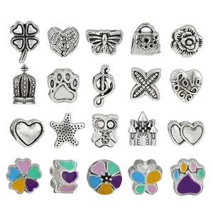 DIY colorful unicorn and heart charm collection in vintage silver finish for kids bracelets