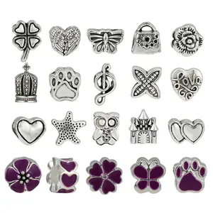 Set de pulsera de unicornio morado DIY con 20 cuentas y colgantes de plata vieja