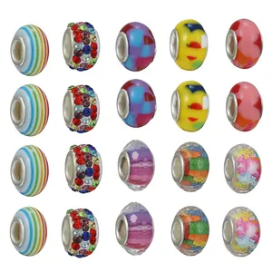 Set of 20 assorted rainbow unicorn beads with silver cores for DIY jewelry making