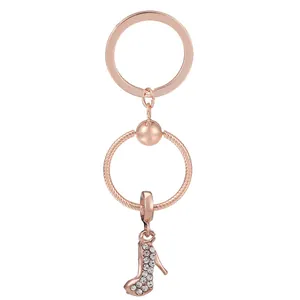 Rose gold dreamcatcher keychain with sparkling rhinestone stiletto high heel charm