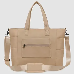Women insulated lunch tote bag multi-compartment work handbag lightweight beige casual daily use