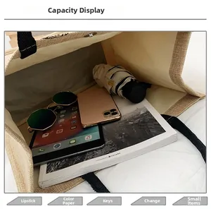 Spacious tote bag interior showing capacity for iPad, umbrella, and accessories