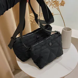 Fashion Women Quilted Nylon Shoulder Bag Diamond Pattern Dumpling Crossbody Bag Casual Large Capacity Streetwear Tote Bag